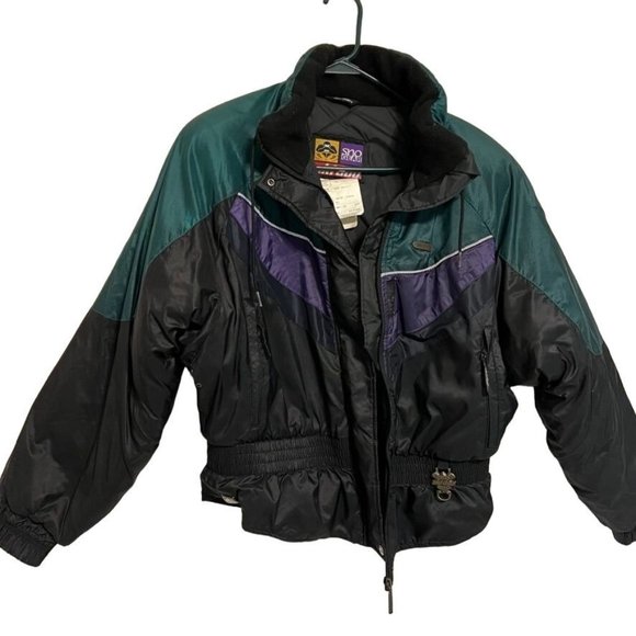 SKI DOO Bombardier Muskoka women’s vintage black/green snowmobile jacket size LG - Picture 1 of 9
